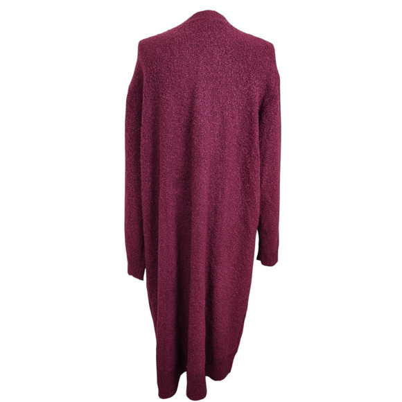 Ashley Stewart Sweater Women's 26/28 Burgundy Long Cardigan Open Front Pockets - Picture 8 of 14
